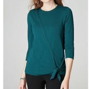 NWT J. Jill Faux Wrap Tie Pullover Long Sleeve Knit Top in Persian Blue